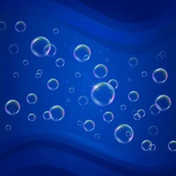 Shampoo foam on blue wavy background Stock Illustration