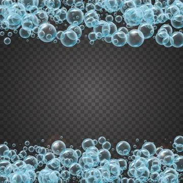 Shampoo frame of realistic water bubbles Stock Illustration