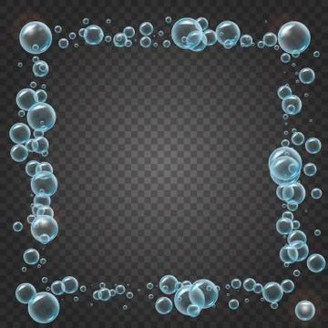 Shampoo frame of realistic water bubbles Stock Illustration