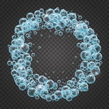 Shampoo frame of realistic water bubbles Stock Illustration