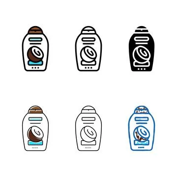 Shampoo set coconut coco color icon vector Ilustración de archivo