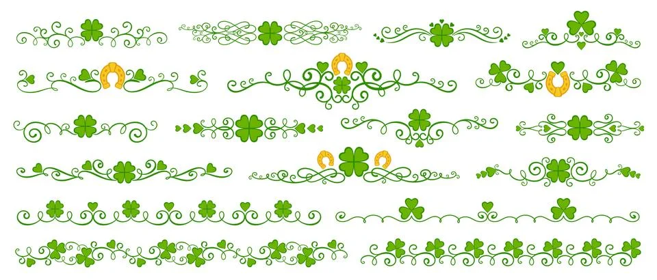 Shamrock clover borders of st Patrick day holiday Stock Illustration