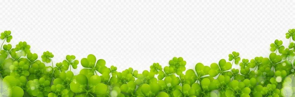Shamrock clover four leaf vector border pattern Stock Illustration