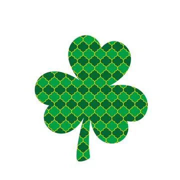 Shamrock clover leaf made of arabesque tile pattern. Saint Patricks Day symbo Stock Illustration