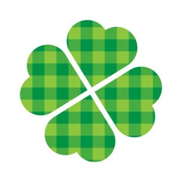 Shamrock four leaf clover icon. Green lumberjack pattern. Saint Patricks Day Illustrazione stock