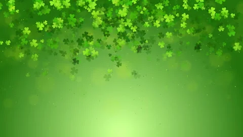 Shamrock green clover leaves pattern loop background. St Patricks Day shamrock Stock Footage 263895952
