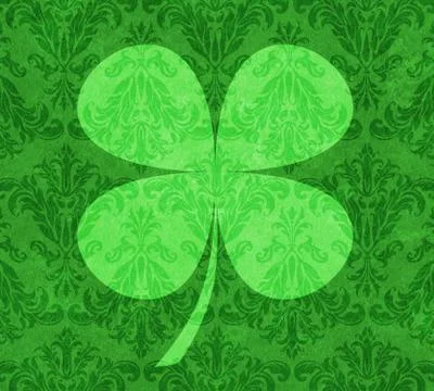 Shamrock on green damask Stock Illustration