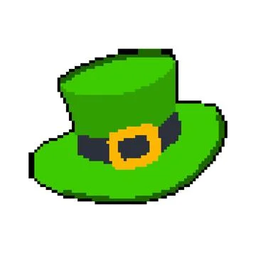 Shamrock green hat patrick pixel art vector illustration Stock Illustration