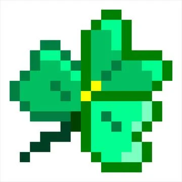 Shamrock icon vector pixel art. Small green trefoil plant, editable Stock Illustration