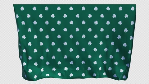 Shamrock pattern flag VERTICAL St Patrick's day on transparent background Ir 스톡 동영상 328415268