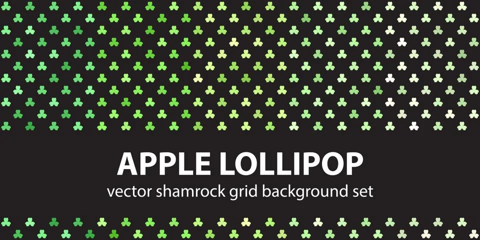 Shamrock pattern set "Apple Lollipop". Vector seamless backgrounds Stock Illustration