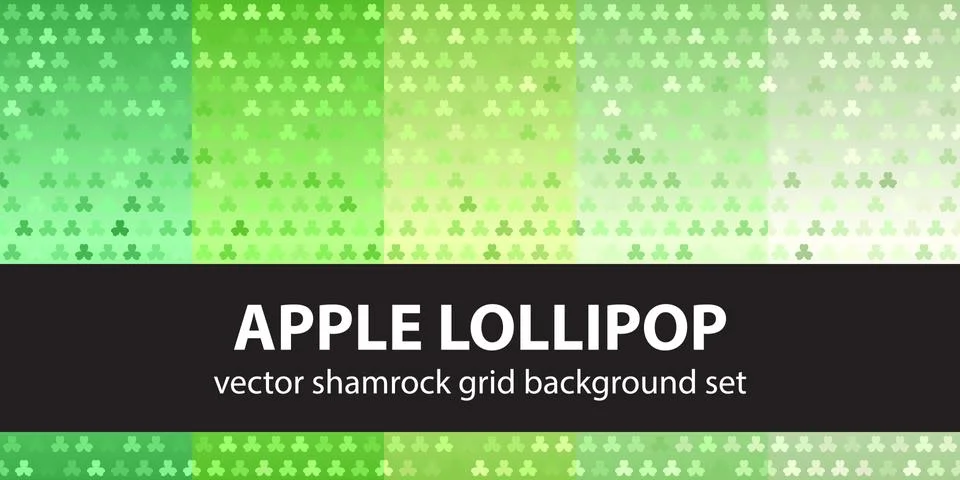 Shamrock pattern set "Apple Lollipop". Vector seamless backgrounds Stock Illustration