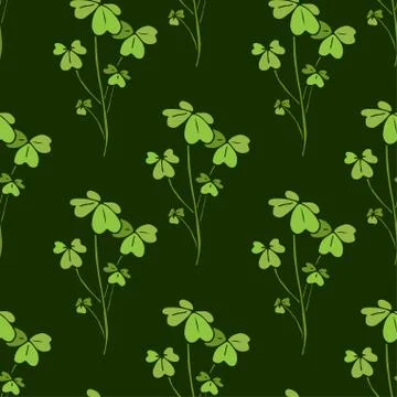 Shamrock seamless pattern. Nature textile design. Vector shamrock print in gr Stock Illustration