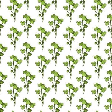 Shamrock seamless pattern. Nature textile design. Botanic print in green colo Illustrazione stock