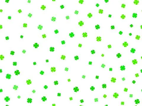 Shamrock seamless pattern for St. Patrick's Day. Green clover leaves on whi.. Illustrazione stock