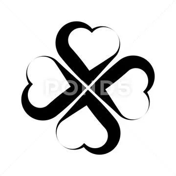 Shamrock symbol. Fourleaf clover black vector outline: Royalty Free  #91364646