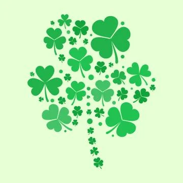 Shamrock vector shape made with green flat shamrocks Stock Illustration