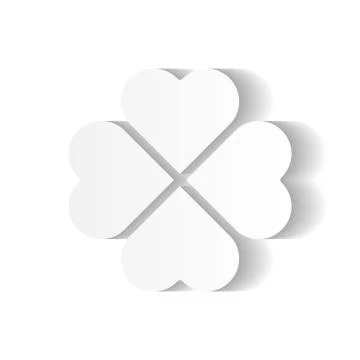 Shamrock - white four leaf clover icon. Good luck theme and Saint Patrick symbol Stock Illustration
