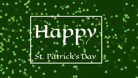Shamrocks entering left, drifting across scene, centered frame showing Happy St Stock Footage 329455088