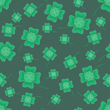 Shamrocks leaf seamless pattern background. Vector clover pattern for Saint P Stock Illustration