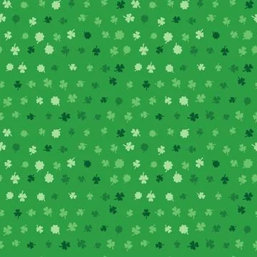 Shamrocks seamless pattern, green tone on tone Stock Illustration