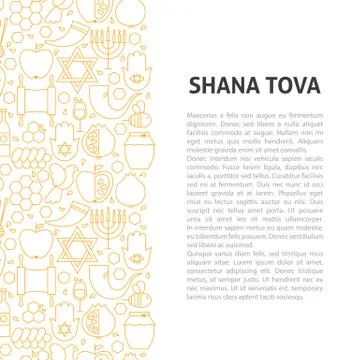 Shana Tova Line Pattern Concept Stock Illustration
