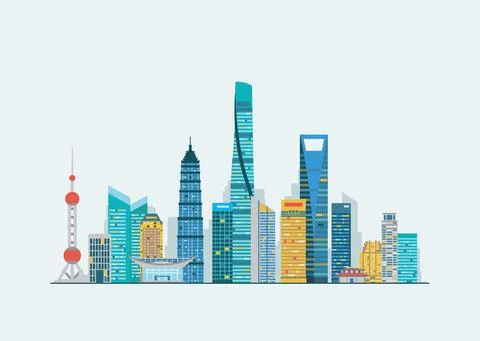 Shanghai abstract skyline Stock Illustration