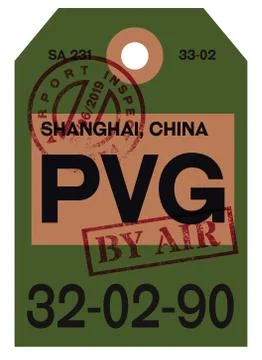 Shanghai airline tag Stock Illustration