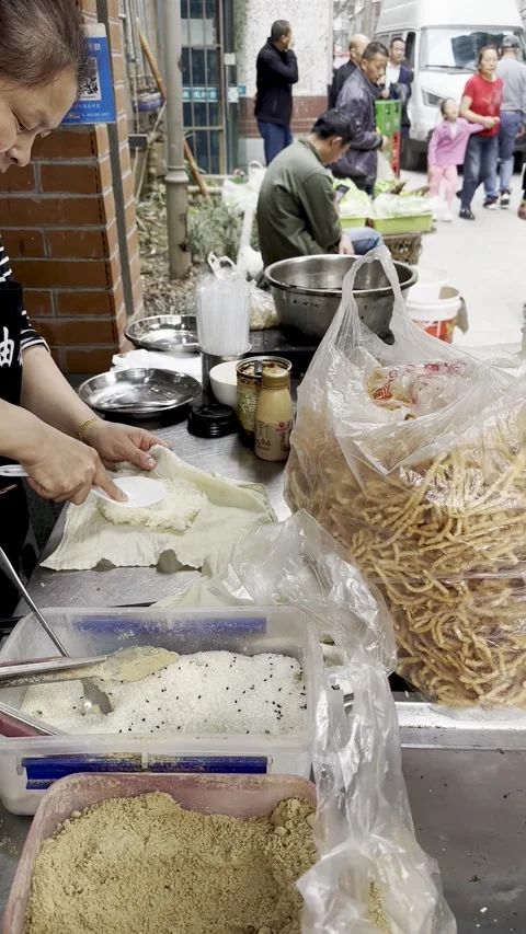 Shanghai breakfast Rice Rolls Stock Footage 317479201