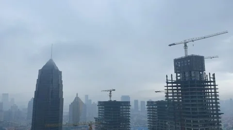 Shanghai building in cloud moving,time lapse Stock Footage 50062449