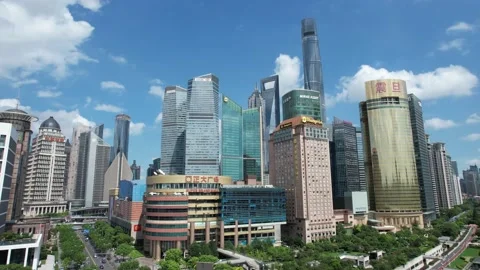 Shanghai Buildings with Drone 스톡 동영상 159492853