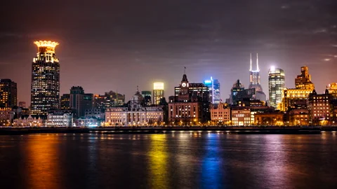 Shanghai Bund Evening Timelapse Stock Footage 224361503