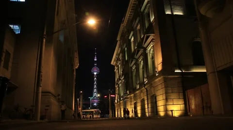 Shanghai The Bund at night 3 Stock Footage 44779046