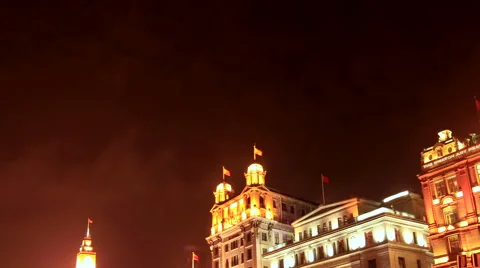 Shanghai The Bund night with Crowd 2 time lapse 30 fps tilt Video stock 40647846