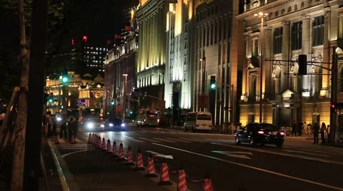 Shanghai The Bund at night Stock Footage 44781744