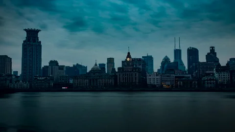 Shanghai Bund Sunset Timelapse Stock Footage 224360973