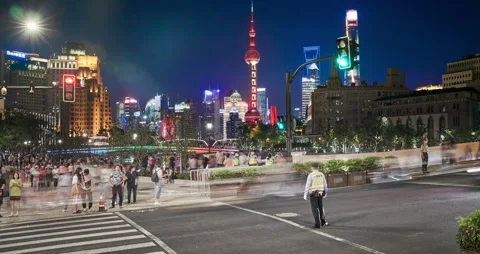 Shanghai Bund timelapse at night Stock Footage 166231644