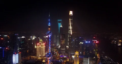 Shanghai business center. Mavic pro footage. Stock Footage