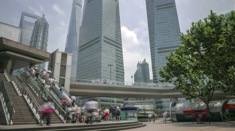 Shanghai business district rush hour Stock-Footage 68681853