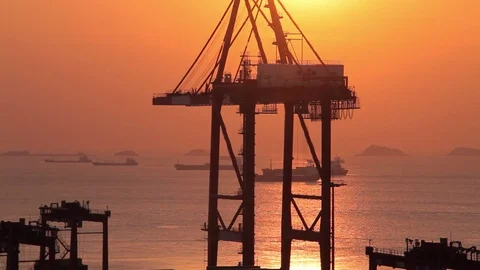 Shanghai Cargo terminal Stock Footage 77570403