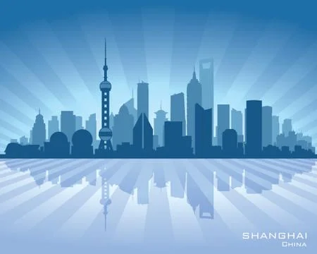 Shanghai china city skyline vector silhouette Stock Illustration