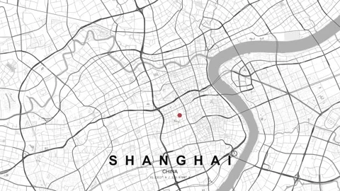 Shanghai China map with red location pin marker Stock Footage 333699283