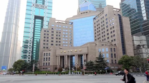 SHANGHAI, CHINA - March 29: China Central Bank building at Lujiazui,shanghai Video stock 49938341