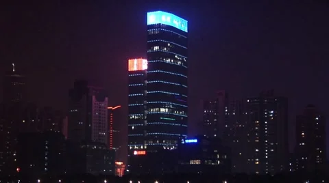 Shanghai City blocks at night 스톡 동영상 45954480