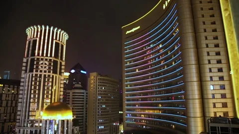 Shanghai city lights Stock Footage 71120874