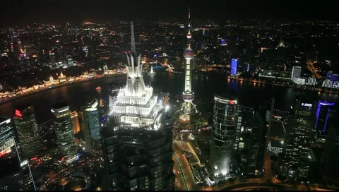 Shanghai city at night Видео 1035797
