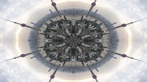 Shanghai city skyline tiny planet Video stock 312606498
