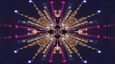 Shanghai city skyline tiny planet Video stock 312690630