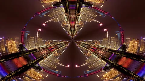 Shanghai city skyline tiny planet Video stock 312690842