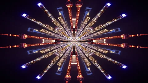 Shanghai city skyline tiny planet Video stock 312694655